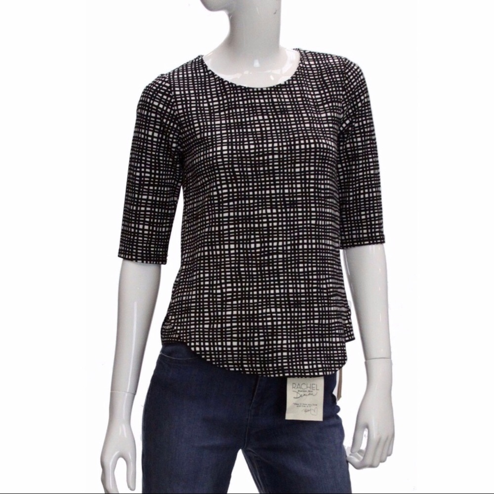 Bar III Crepe Top in Black & White S